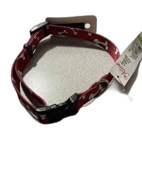 Dog Collar Adjustable Red With White Bone Pattern By Pet Attire NWT